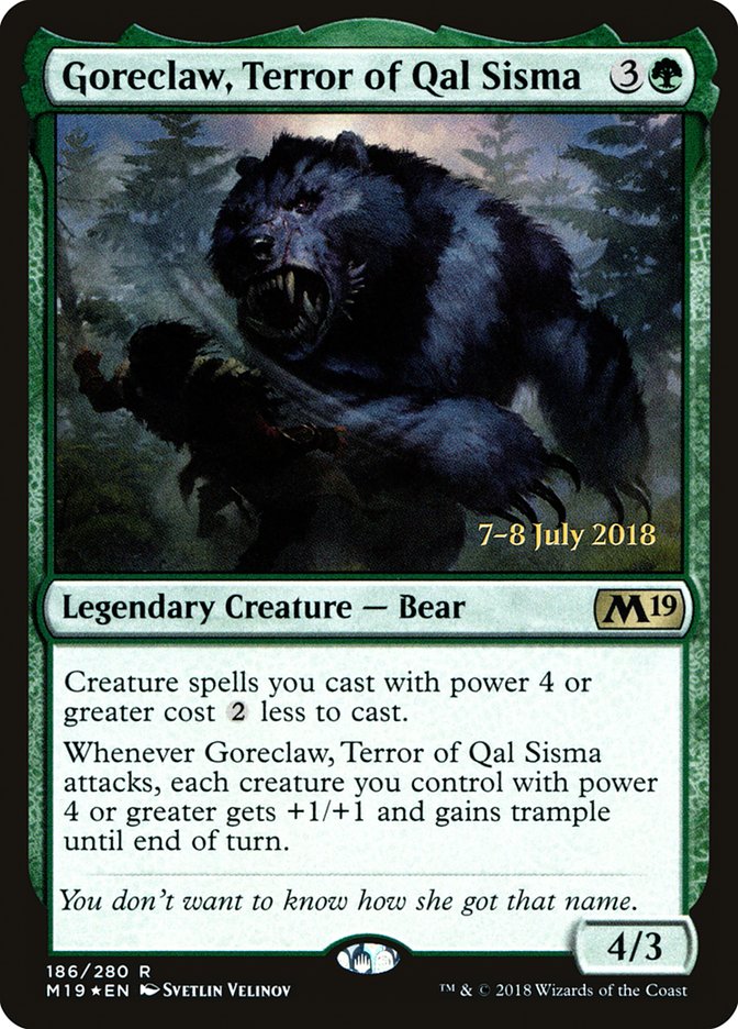 Goreclaw, Terror of Qal Sisma  [Core Set 2019 Prerelease Promos] | Nerdhalla Games