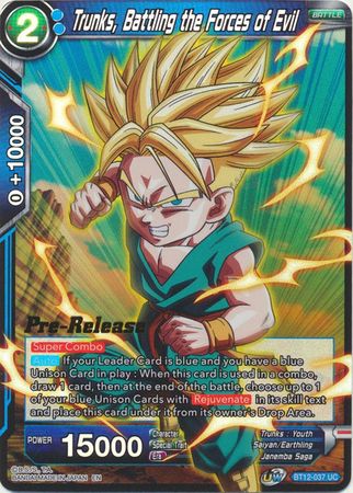 Trunks, Battling the Forces of Evil (BT12-037) [Vicious Rejuvenation Prerelease Promos] | Nerdhalla Games