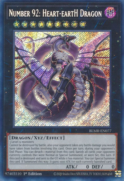 Number 92: Heart-eartH Dragon [BLMR-EN077] Secret Rare | Nerdhalla Games