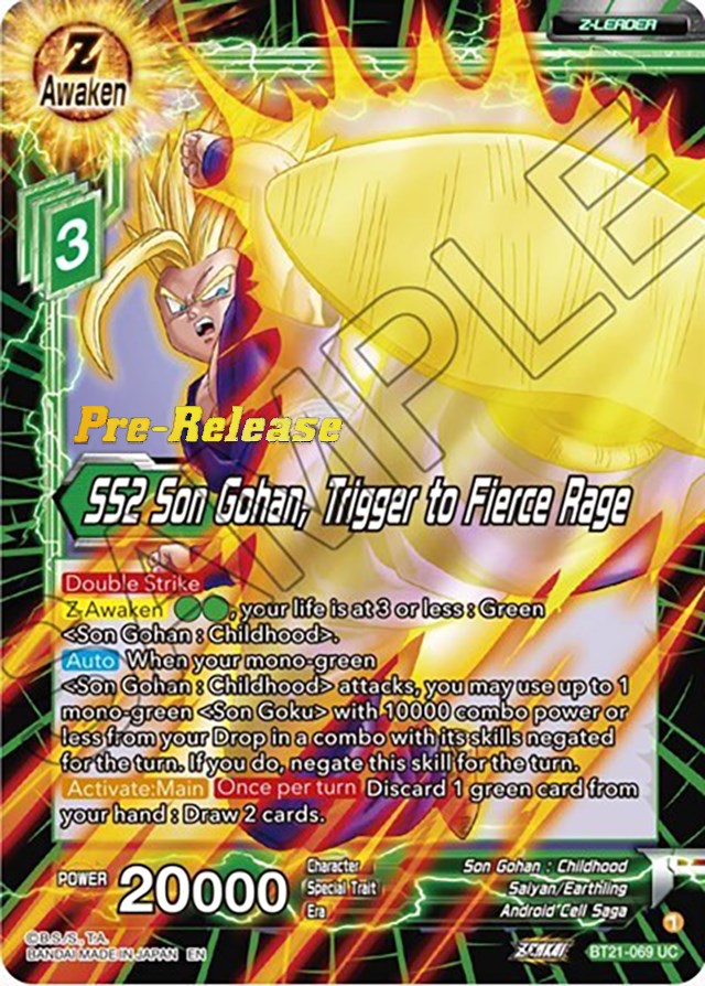 SS2 Son Gohan, Trigger to Fierce Rage (BT21-069) [Wild Resurgence Pre-Release Cards] | Nerdhalla Games