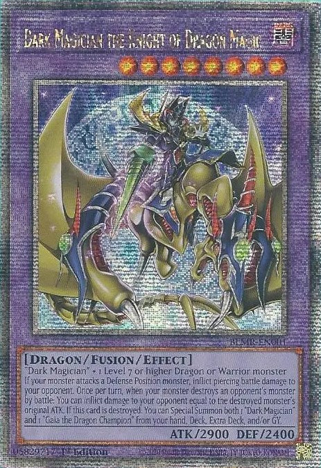 Dark Magician the Knight of Dragon Magic [BLMR-EN001] Quarter Century Secret Rare | Nerdhalla Games