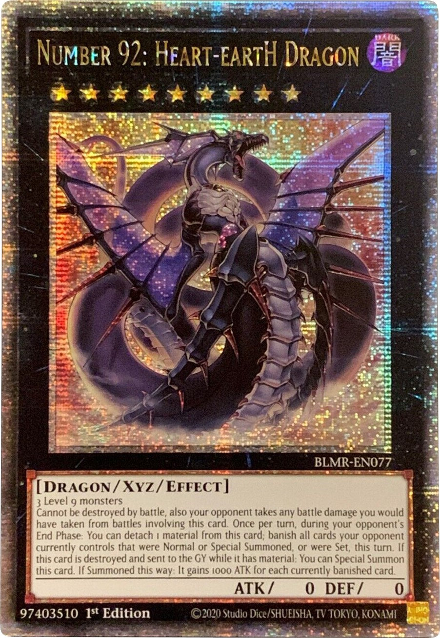 Number 92: Heart-eartH Dragon [BLMR-EN077] Quarter Century Secret Rare | Nerdhalla Games