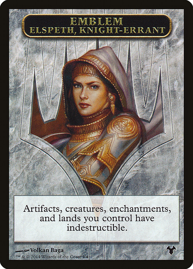 Emblem - Elspeth, Knight-Errant // Soldier Double-Sided Token [Modern Event Deck 2014 Tokens] | Nerdhalla Games