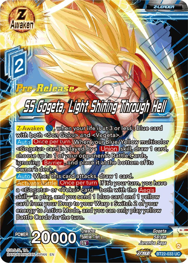 SS Gogeta, Light Shining Through Hell (BT22-033) [Critical Blow Prerelease Promos] | Nerdhalla Games