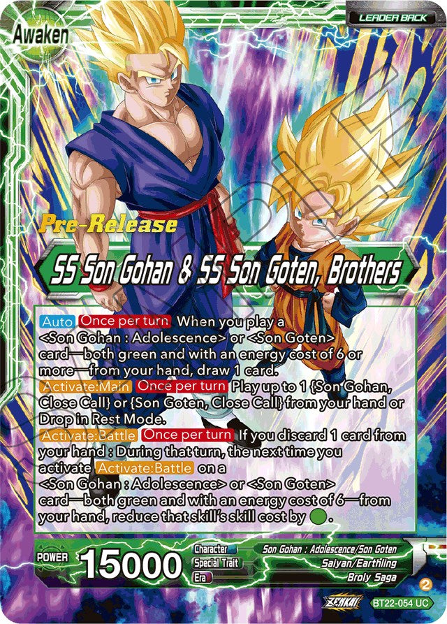 Son Goten // SS Son Gohan & SS Son Goten, Brothers (BT22-054) [Critical Blow Prerelease Promos] | Nerdhalla Games