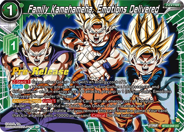 Family Kamehameha, Emotions Delivered (BT22-059) [Critical Blow Prerelease Promos] | Nerdhalla Games