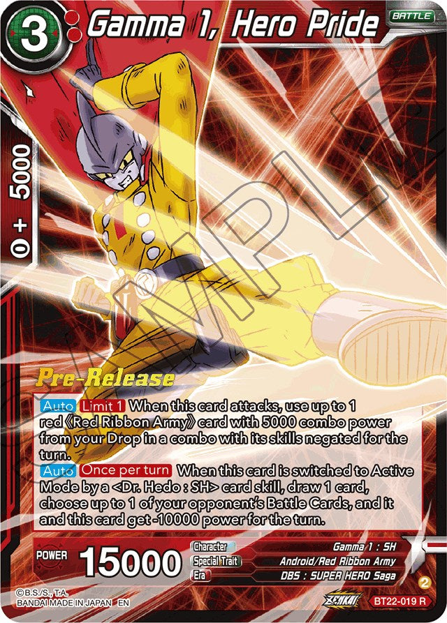 Gamma 1, Hero Pride (BT22-019) [Critical Blow Prerelease Promos] | Nerdhalla Games