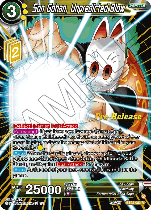 Son Gohan, Unpredicted Blow (BT22-083) [Critical Blow Prerelease Promos] | Nerdhalla Games