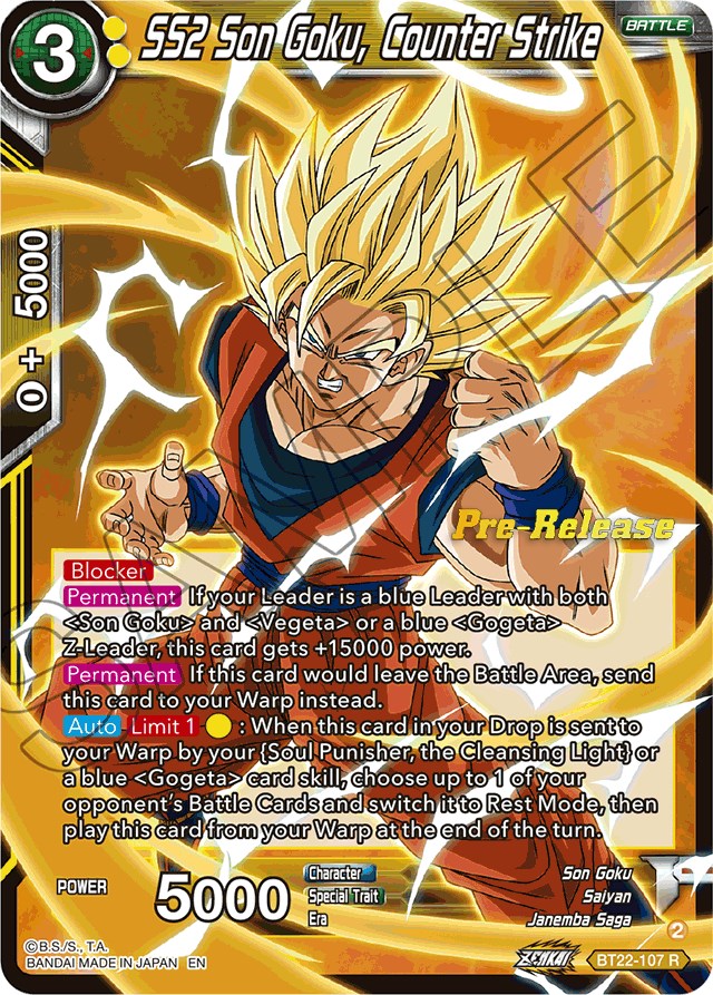 SS2 Son Goku, Counter Strike (BT22-107) [Critical Blow Prerelease Promos] | Nerdhalla Games