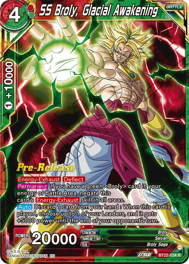 SS Broly, Glacial Awakening (BT22-134) [Critical Blow Prerelease Promos] | Nerdhalla Games