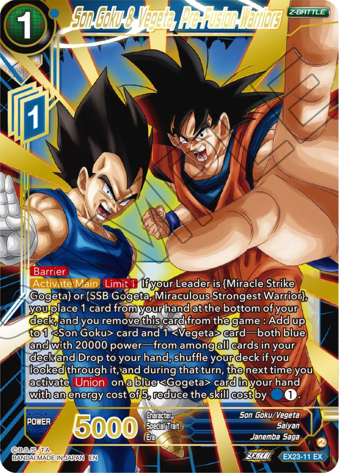 Son Goku & Vegeta, Pre-Fusion Warriors (EX23-11) [Premium Anniversary Box 2023] | Nerdhalla Games