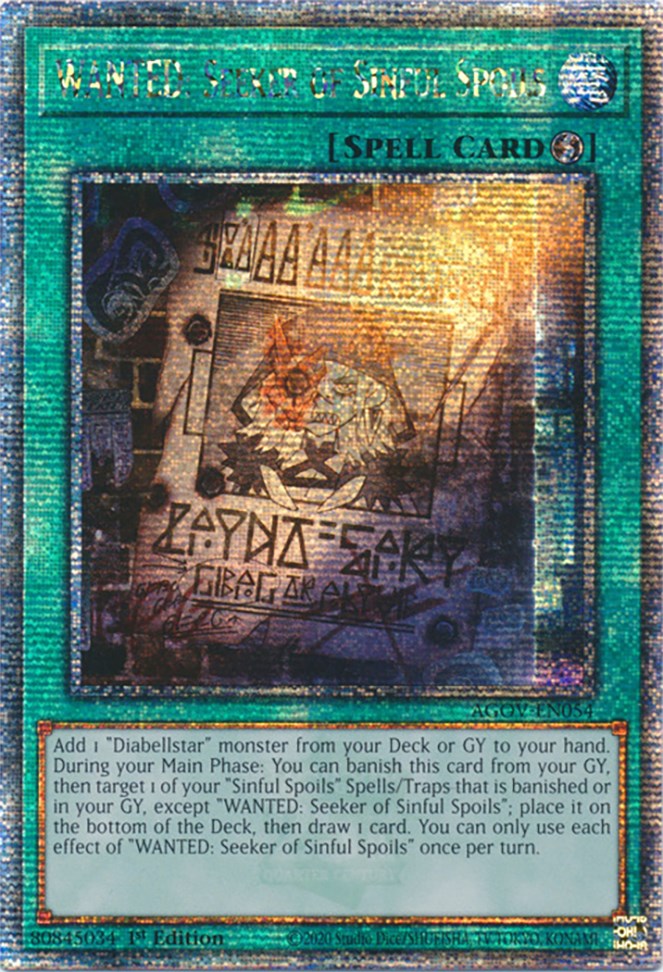 WANTED: Seeker of Sinful Spoils (Quarter Century Secret Rare) [AGOV-EN054] Quarter Century Secret Rare | Nerdhalla Games