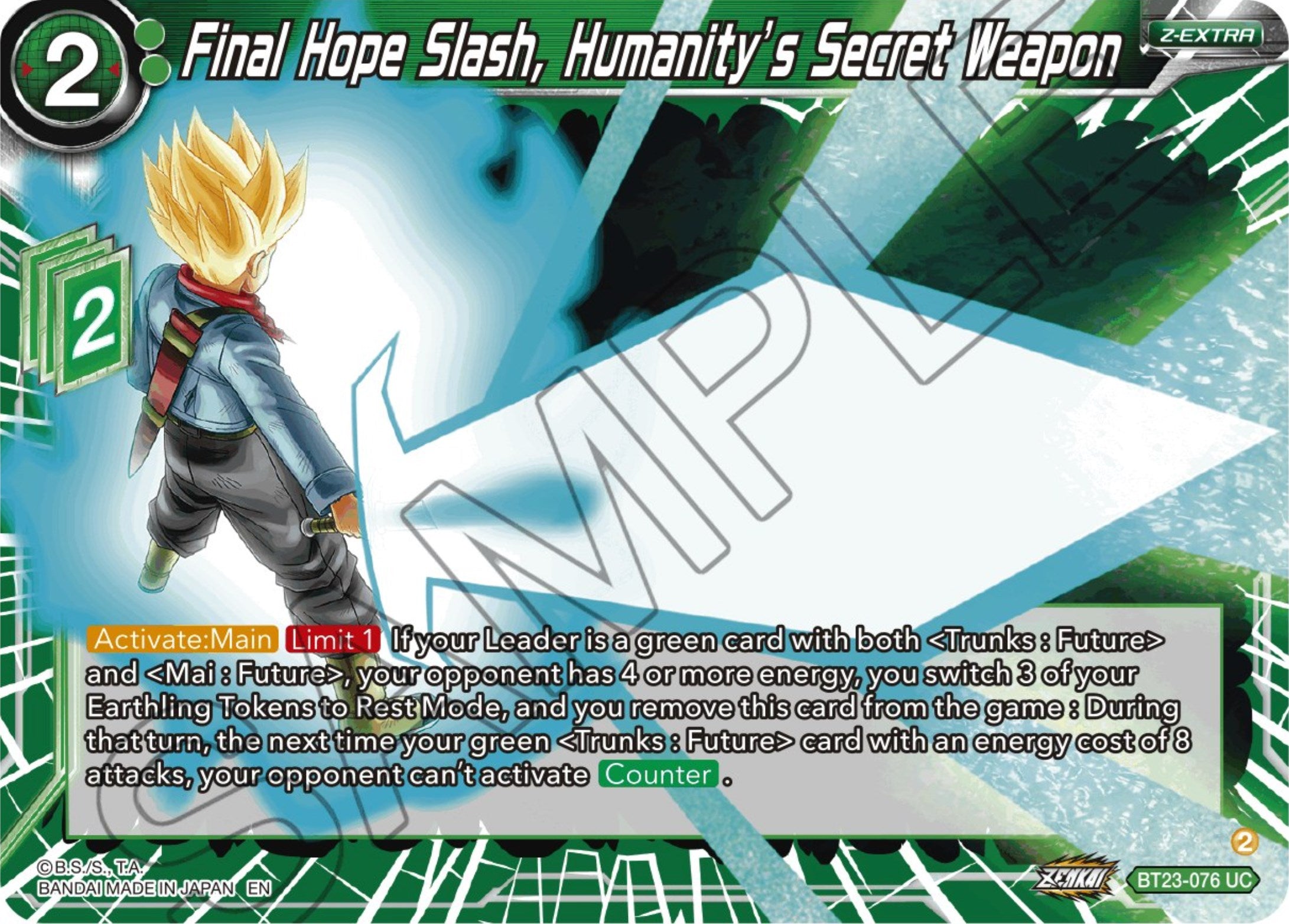 Final Hope Slash, Humanity's Secret Weapon (BT23-076) [Perfect Combination] | Nerdhalla Games