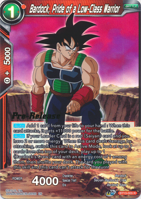 Bardock, Pride of a Low-Class Warrior (BT13-005) [Supreme Rivalry Prerelease Promos] | Nerdhalla Games