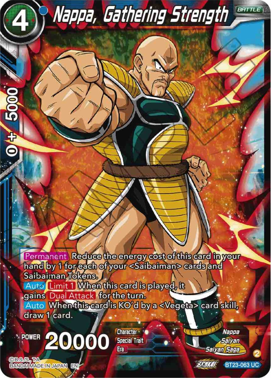 Nappa, Gathering Strength (BT23-063) [Perfect Combination] | Nerdhalla Games