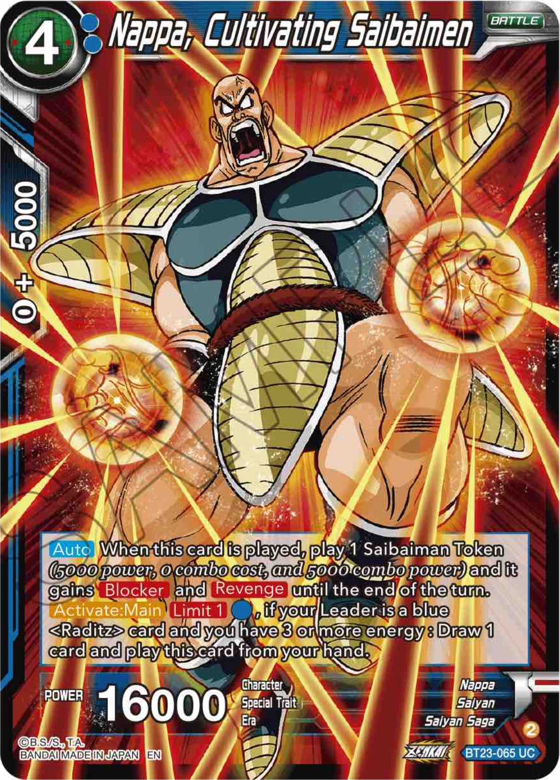 Nappa, Cultivating Saibaimen (BT23-065) [Perfect Combination] | Nerdhalla Games