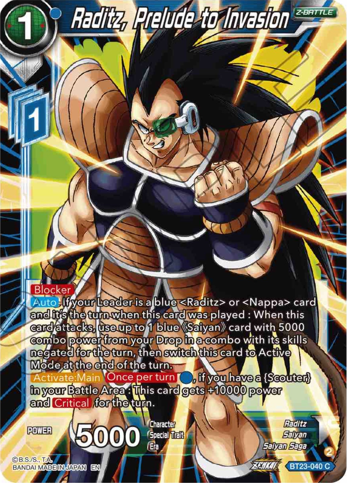 Raditz, Prelude to Invasion (BT23-040) [Perfect Combination] | Nerdhalla Games