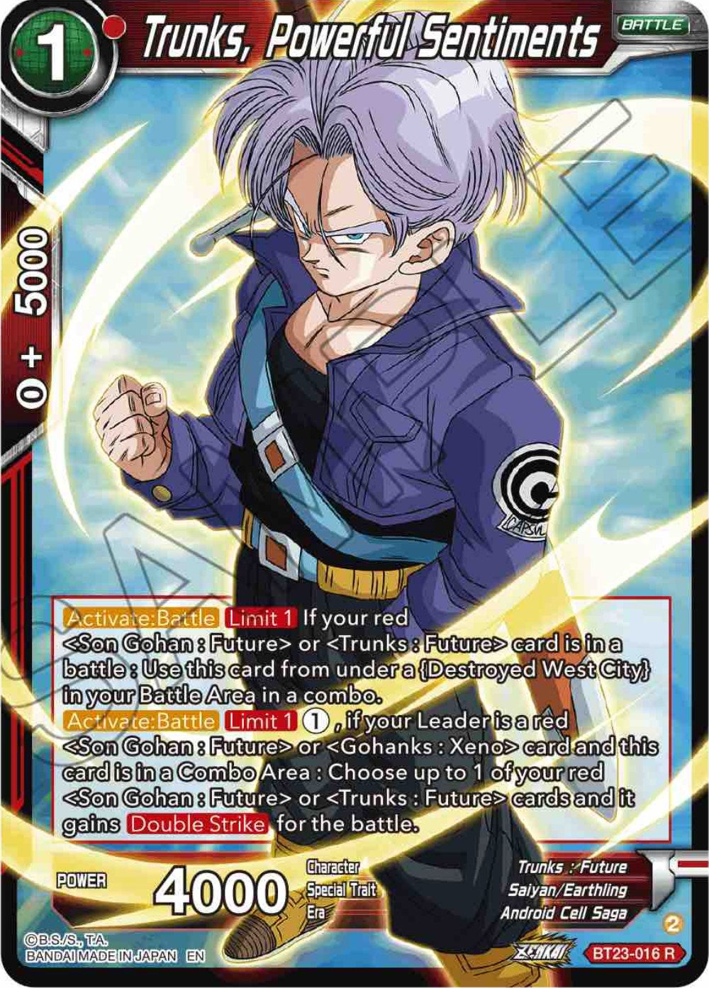 Trunks, Powerful Sentiments (BT23-016) [Perfect Combination] | Nerdhalla Games