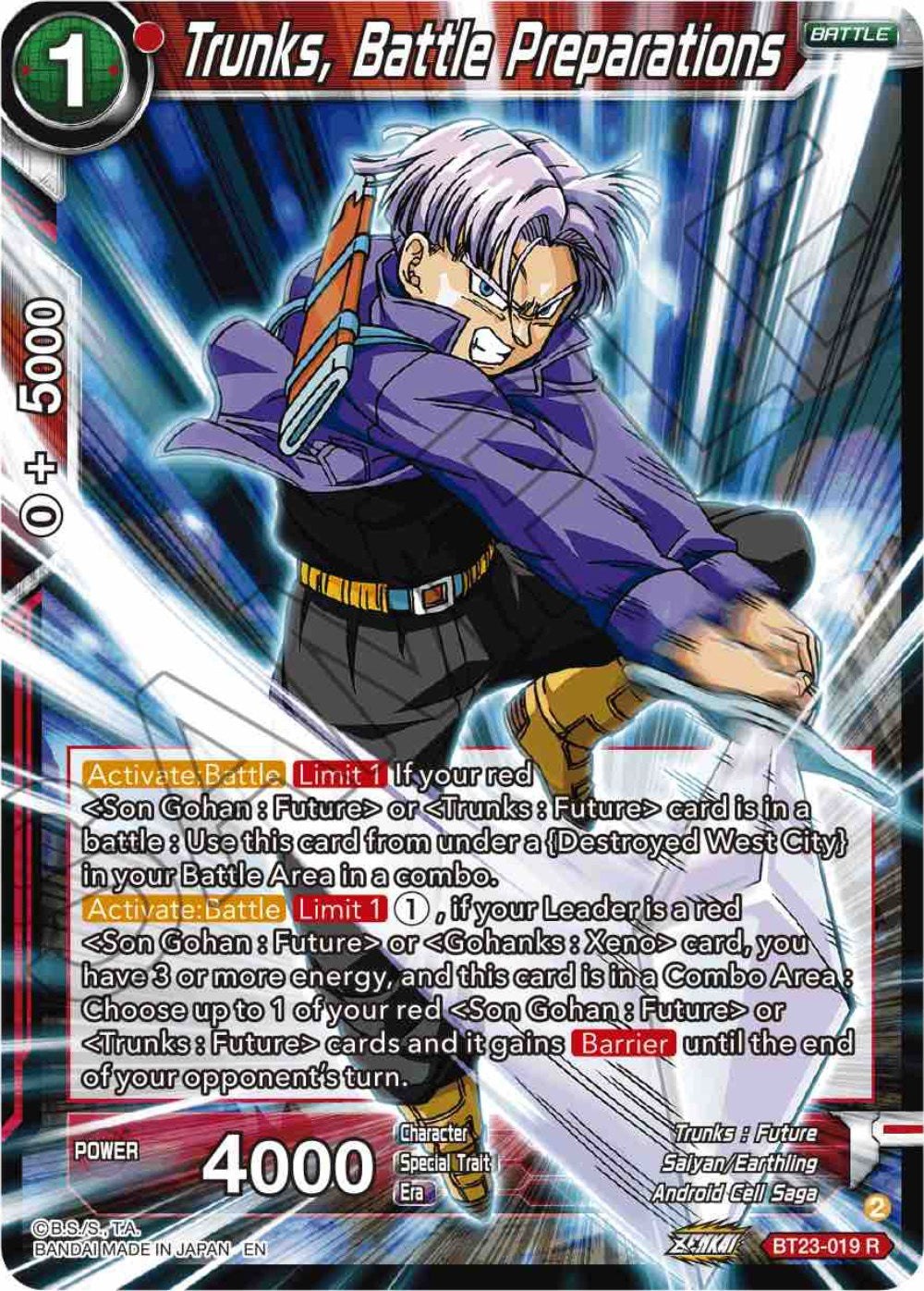 Trunks, Battle Preparations (BT23-019) [Perfect Combination] | Nerdhalla Games