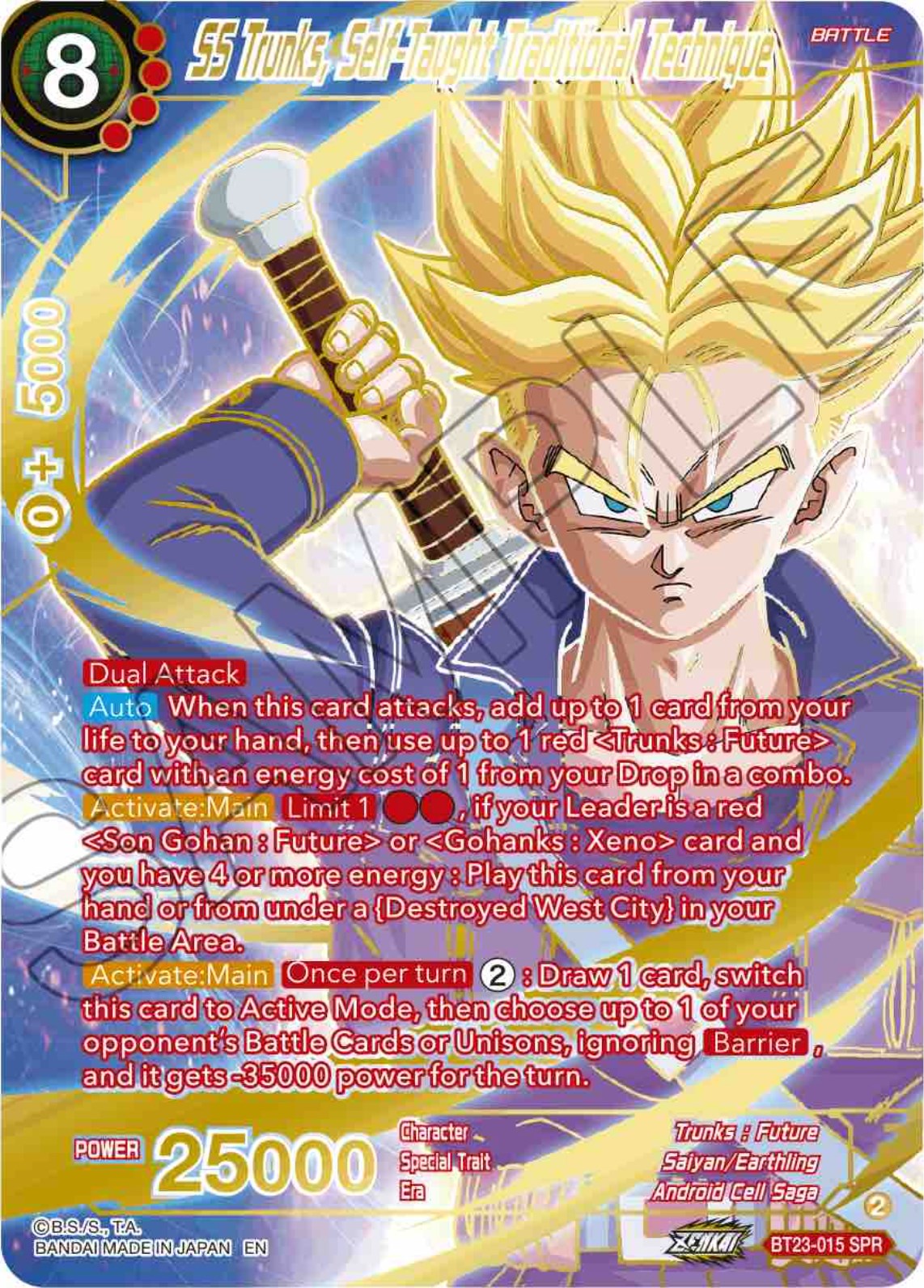 SS Trunks, Self-Taught Traditional Technique (SPR) (BT23-015) [Perfect Combination] | Nerdhalla Games