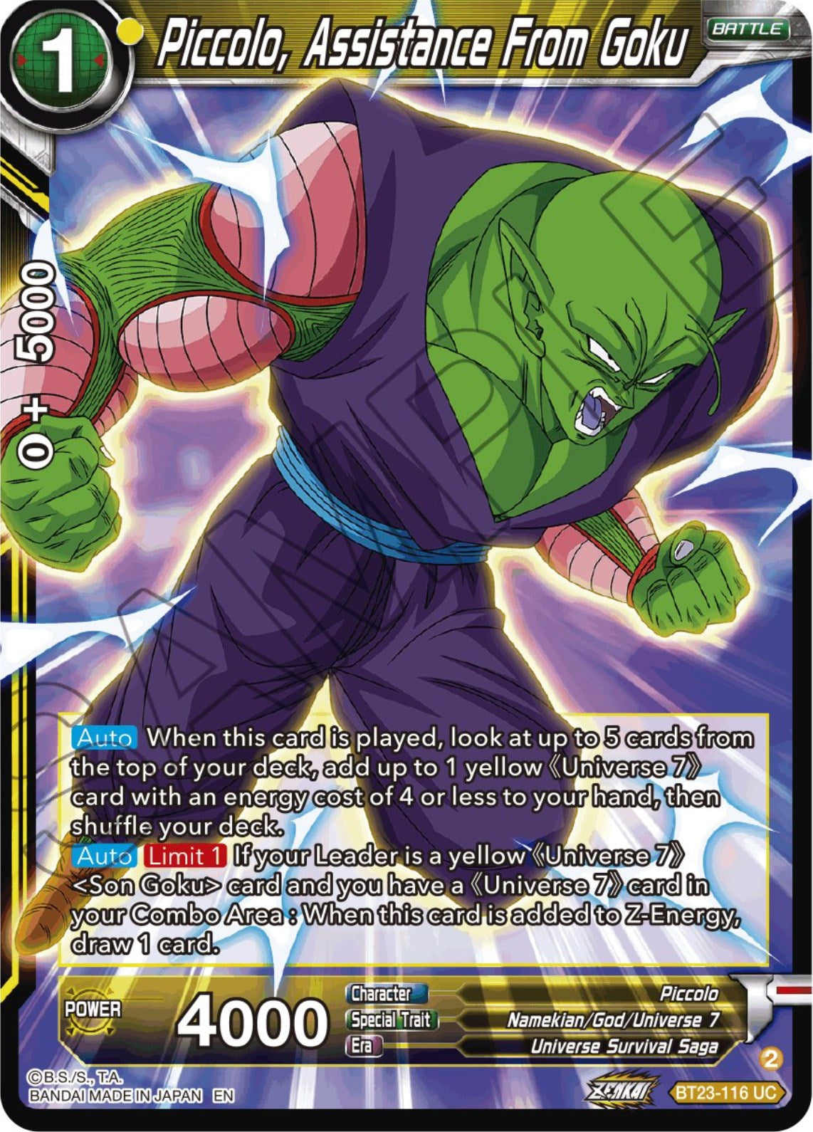 Piccolo, Assistance From Goku (BT23-116) [Perfect Combination] | Nerdhalla Games