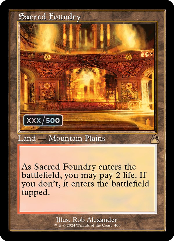 Sacred Foundry (Retro) (Serialized) [Ravnica Remastered] | Nerdhalla Games