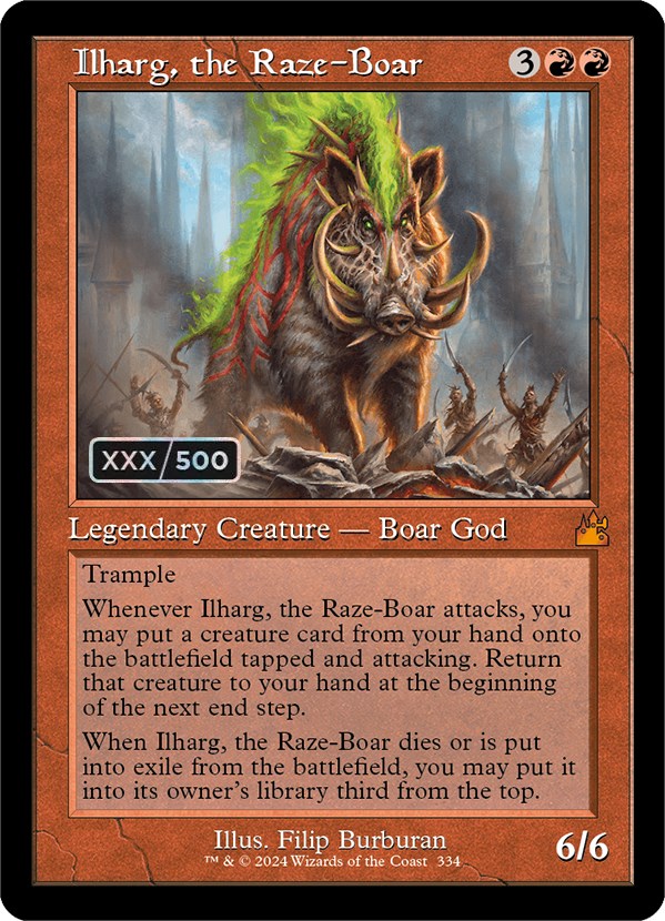 Ilharg, the Raze-Boar (Retro) (Serialized) [Ravnica Remastered] | Nerdhalla Games