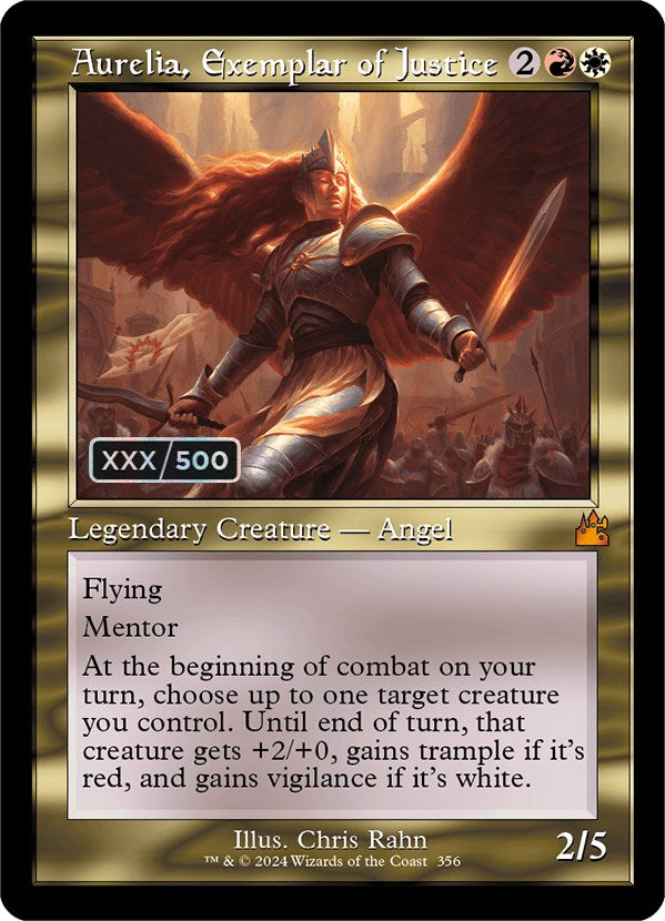 Aurelia, Exemplar of Justice (Retro) (Serialized) [Ravnica Remastered] | Nerdhalla Games