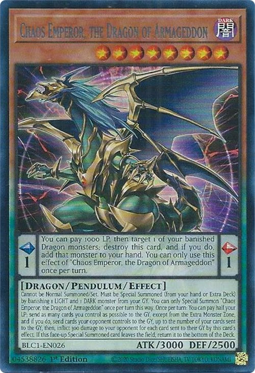 Chaos Emperor, the Dragon of Armageddon (Silver) [BLC1-EN026] Ultra Rare | Nerdhalla Games