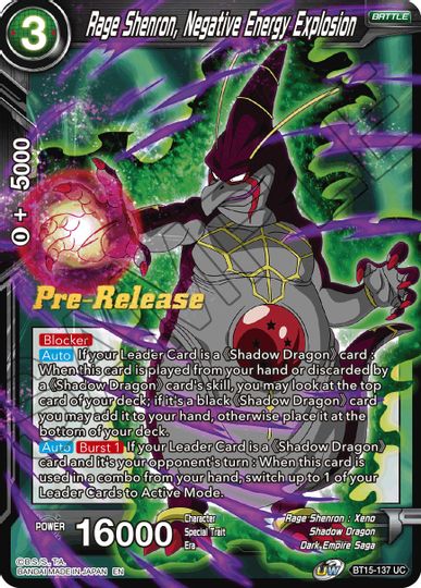 Rage Shenron, Negative Energy Explosion (BT15-137) [Saiyan Showdown Prerelease Promos] | Nerdhalla Games