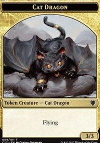 Cat Dragon (009) // Dragon (006) Double-sided Token [Commander 2017 Tokens] | Nerdhalla Games