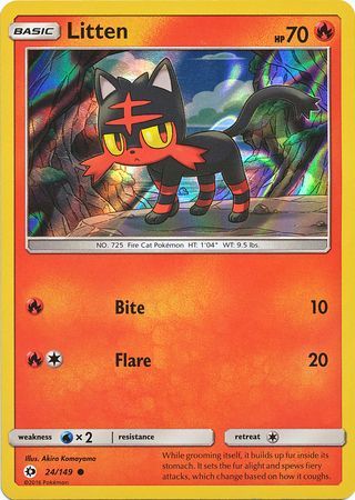 Litten (24/149) (Water Web Holo) [Sun & Moon: Base Set] | Nerdhalla Games