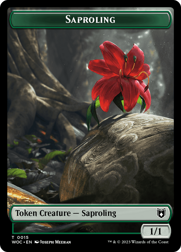 Faerie // Saproling Double-Sided Token [Wilds of Eldraine Commander Tokens] | Nerdhalla Games