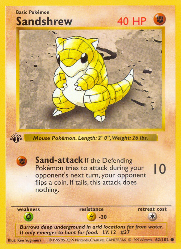 Sandshrew (62/102) (Shadowless) [Base Set 1st Edition] | Nerdhalla Games