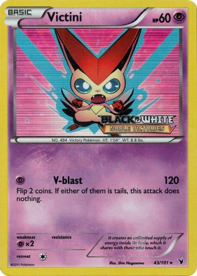 Victini (43/101) (Prerelease Promo) [Black & White: Black Star Promos] | Nerdhalla Games