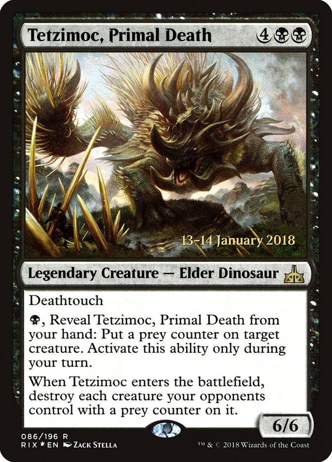 Tetzimoc, Primal Death [Rivals of Ixalan Prerelease Promos] | Nerdhalla Games