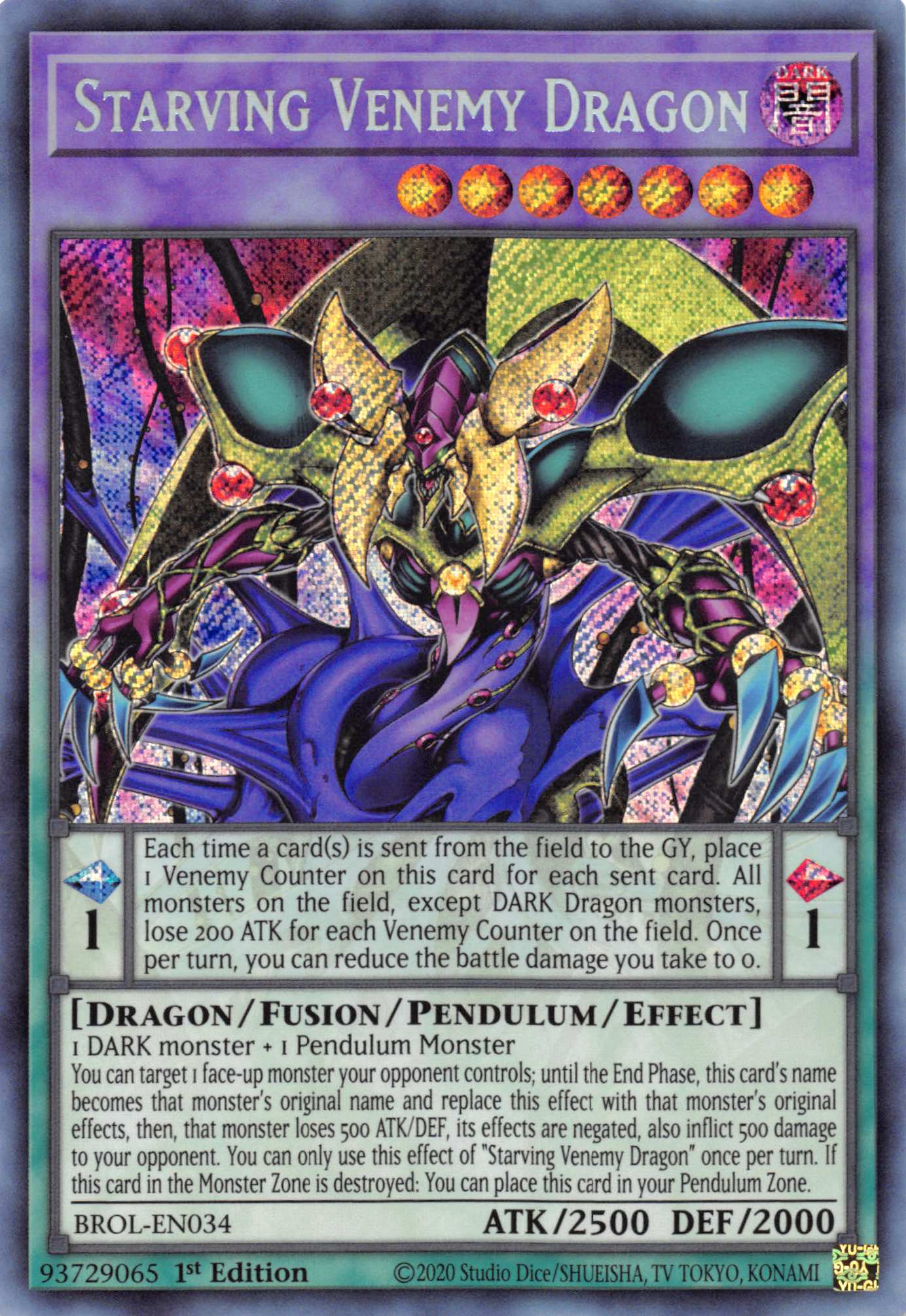 Starving Venemy Dragon [BROL-EN034] Secret Rare | Nerdhalla Games