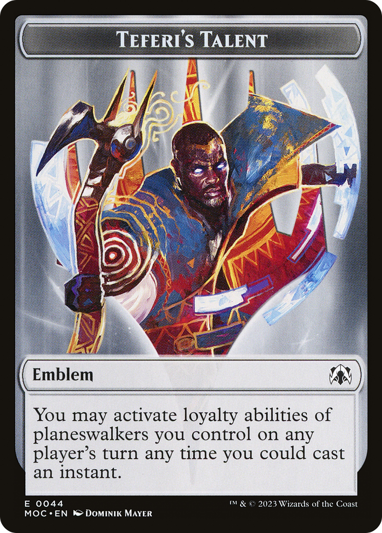 First Mate Ragavan // Teferi's Talent Emblem Double-Sided Token [March of the Machine Commander Tokens] | Nerdhalla Games