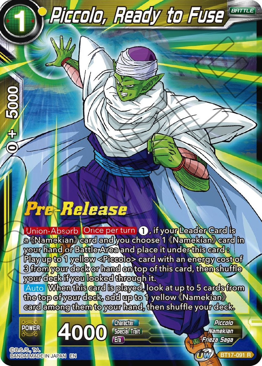 Piccolo, Ready to Fuse (BT17-091) [Ultimate Squad Prerelease Promos] | Nerdhalla Games