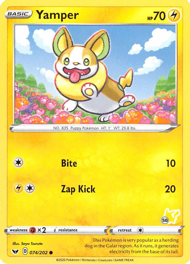 Yamper (074/202) (Pikachu Stamp #58) [Battle Academy 2022] | Nerdhalla Games