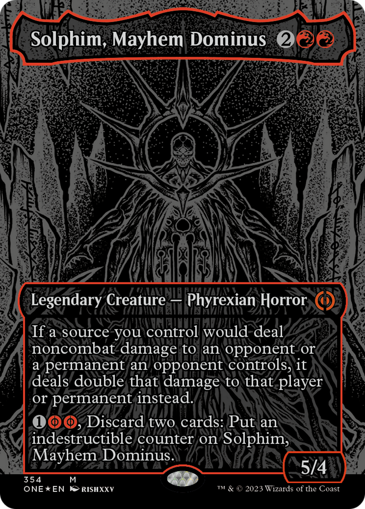 Solphim, Mayhem Dominus (Oil Slick Raised Foil) [Phyrexia: All Will Be One] | Nerdhalla Games