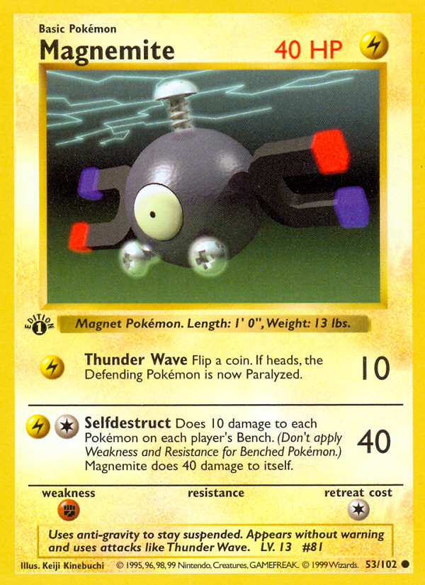 Magnemite (53/102) (Shadowless) [Base Set 1st Edition] | Nerdhalla Games