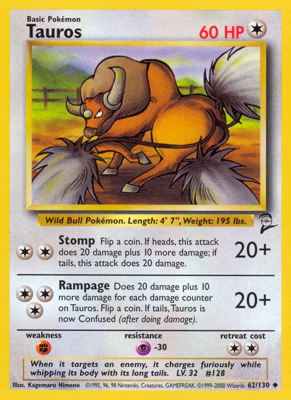 Tauros (62/130) [Base Set 2] | Nerdhalla Games