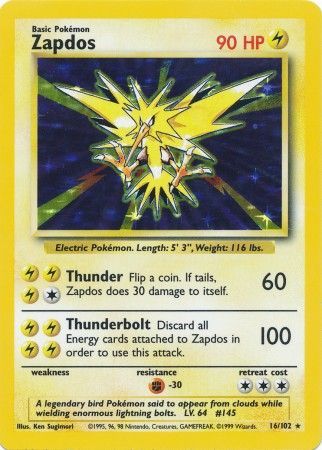 Zapdos (16/102) [Base Set Unlimited] | Nerdhalla Games