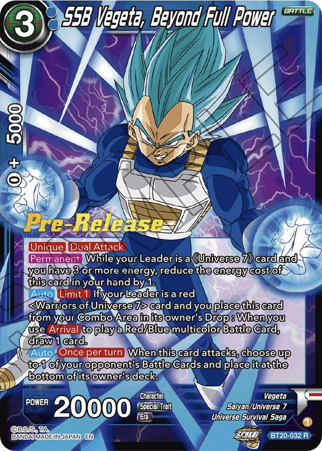 SSB Vegeta, Beyond Full Power (BT20-032) [Power Absorbed Prerelease Promos] | Nerdhalla Games