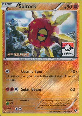 Solrock (64/146) (4th Place League Challenge Promo) [XY: Base Set] | Nerdhalla Games