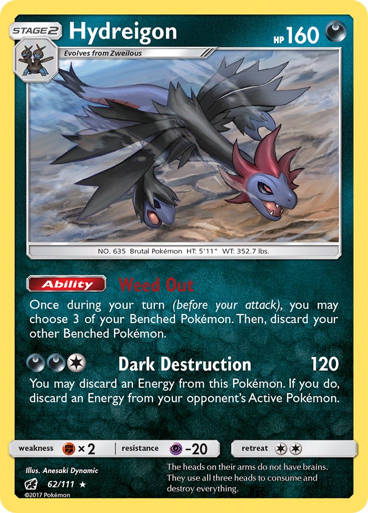 Hydreigon (62/111) (Cracked Ice Holo) (Theme Deck Exclusive) [Sun & Moon: Crimson Invasion] | Nerdhalla Games