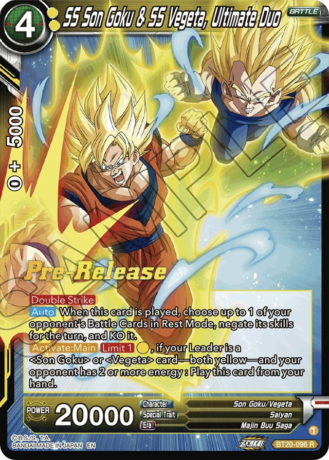 SS Son Goku & SS Vegeta, Ultimate Duo (BT20-096) [Power Absorbed Prerelease Promos] | Nerdhalla Games