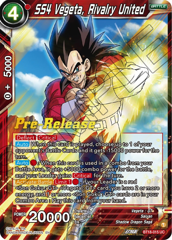 SS4 Vegeta, Rivalry United (BT18-015) [Dawn of the Z-Legends Prerelease Promos] | Nerdhalla Games