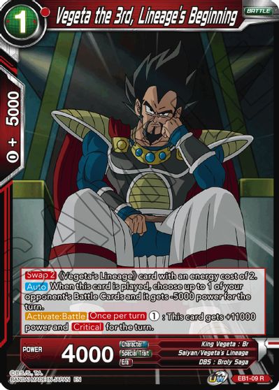 Vegeta the 3rd, Lineage's Beginning (EB1-009) [Battle Evolution Booster] | Nerdhalla Games